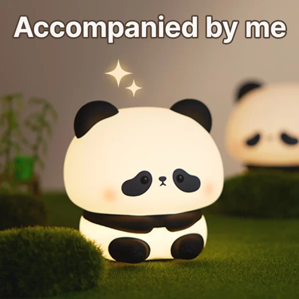 Panda LED Night Light Cute Silicone Night Light USB Rechargeable Touch Night Lamp Bedroom Timing Lamp Decoration Children's Gift - Image 2