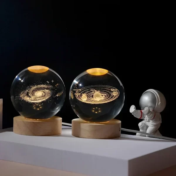 NEW 6cm 3D Crystal Ball Planet Night Light Laser Engraved Solar System Globe Astronomy Festival Gifts Home Desktop Decoration - Image 3