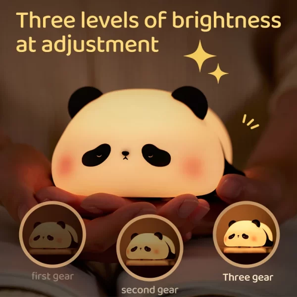 Panda LED Night Light Cute Silicone Night Light USB Rechargeable Touch Night Lamp Bedroom Timing Lamp Decoration Children's Gift - Image 3