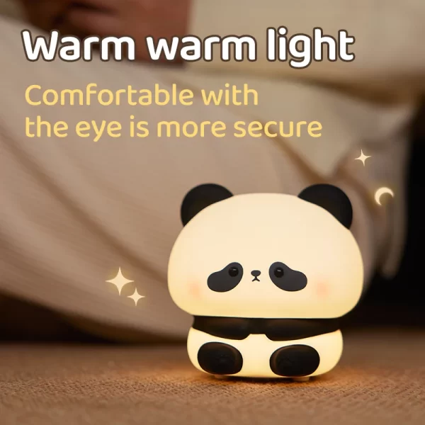 Panda LED Night Light Cute Silicone Night Light USB Rechargeable Touch Night Lamp Bedroom Timing Lamp Decoration Children's Gift - Image 5