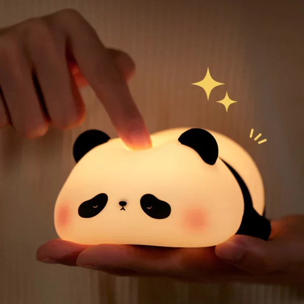 Panda LED Night Light Cute Silicone Night Light USB Rechargeable Touch Night Lamp Bedroom Timing Lamp Decoration Children's Gift - Image 6